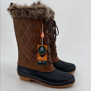 Sporto Women's Tan and navy Quilted Winter Boots